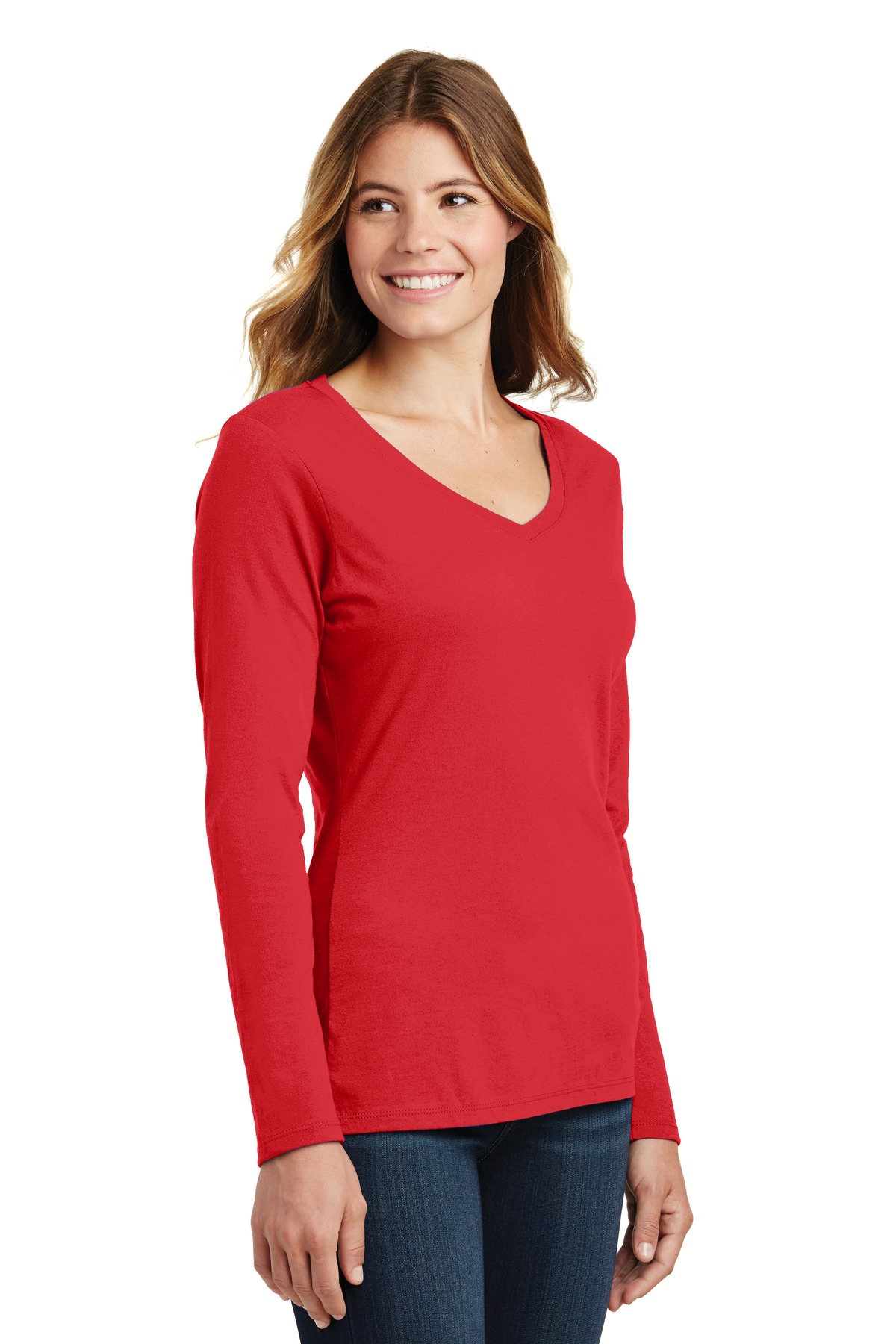 Port & Co Women's Long Sleeve Fan Favorite V-Neck Tee. LPC450VLS 86