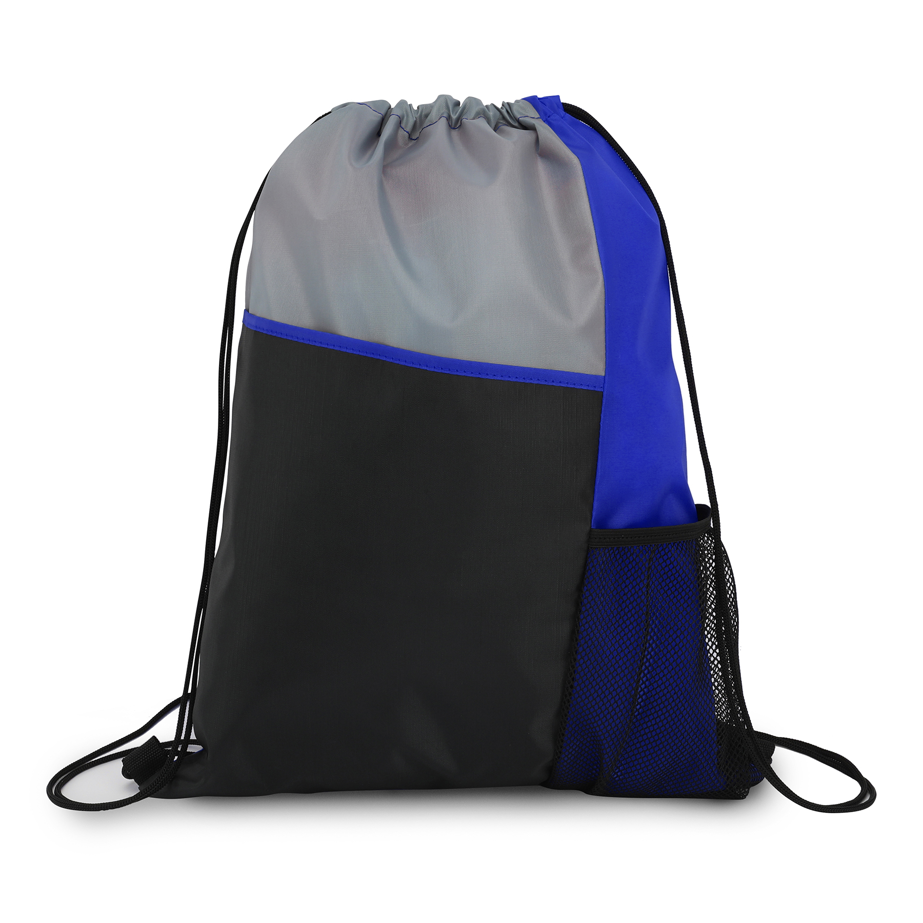 Slant-Pocket Drawstring Gym Backpack With Side Mesh Pocket 7