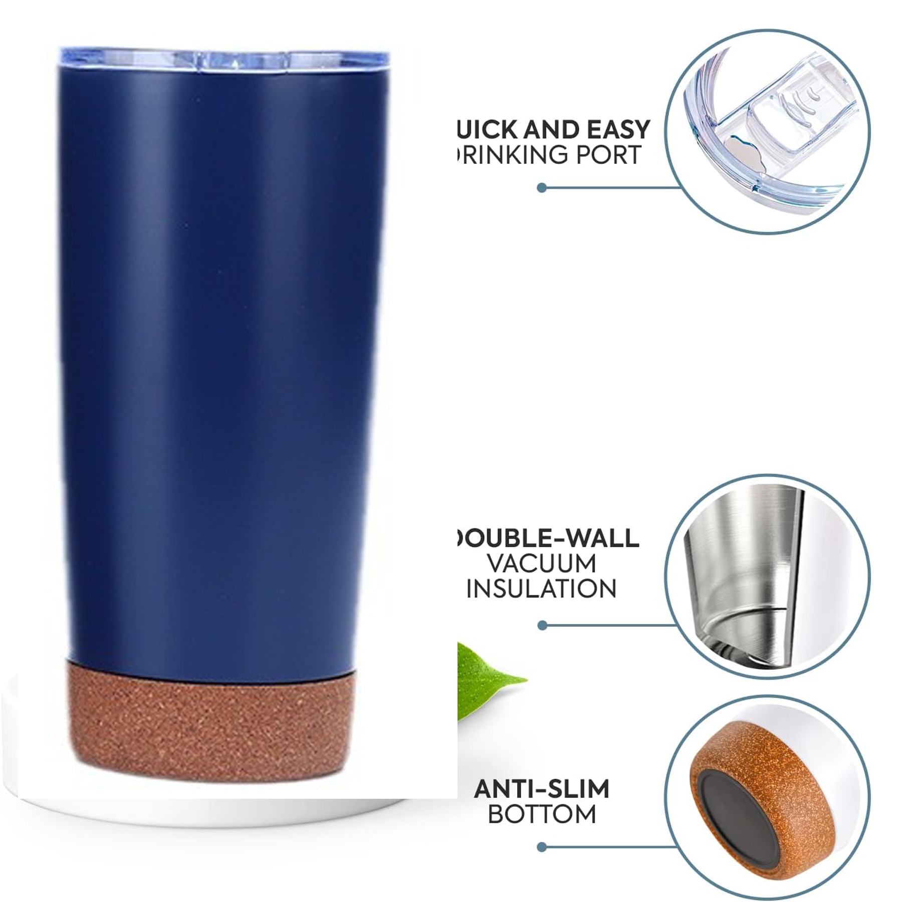 20 oz Insulated Coffee Travel Mug with Cork Bottom 3