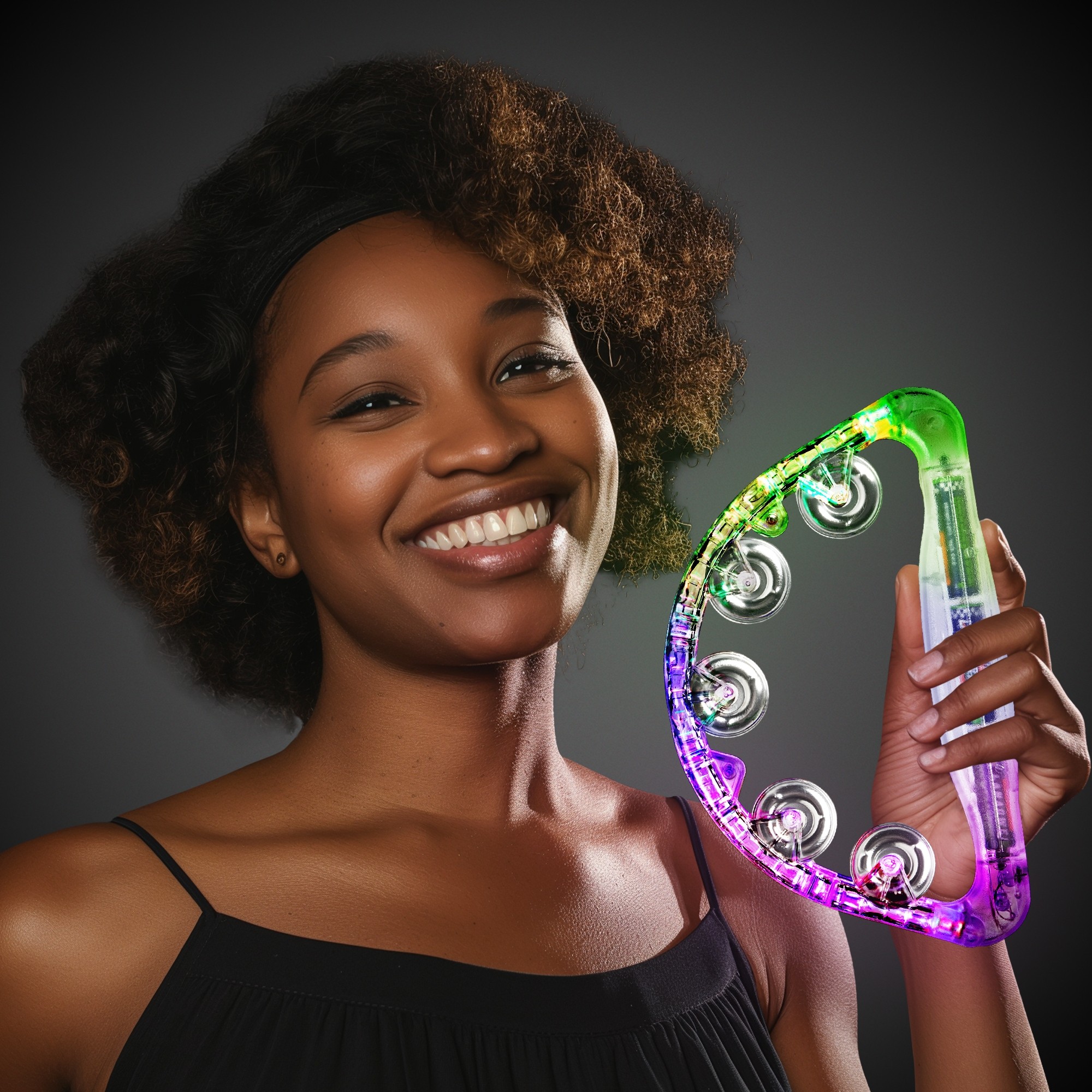 Clear 9" Light Up Glow Tambourine 4