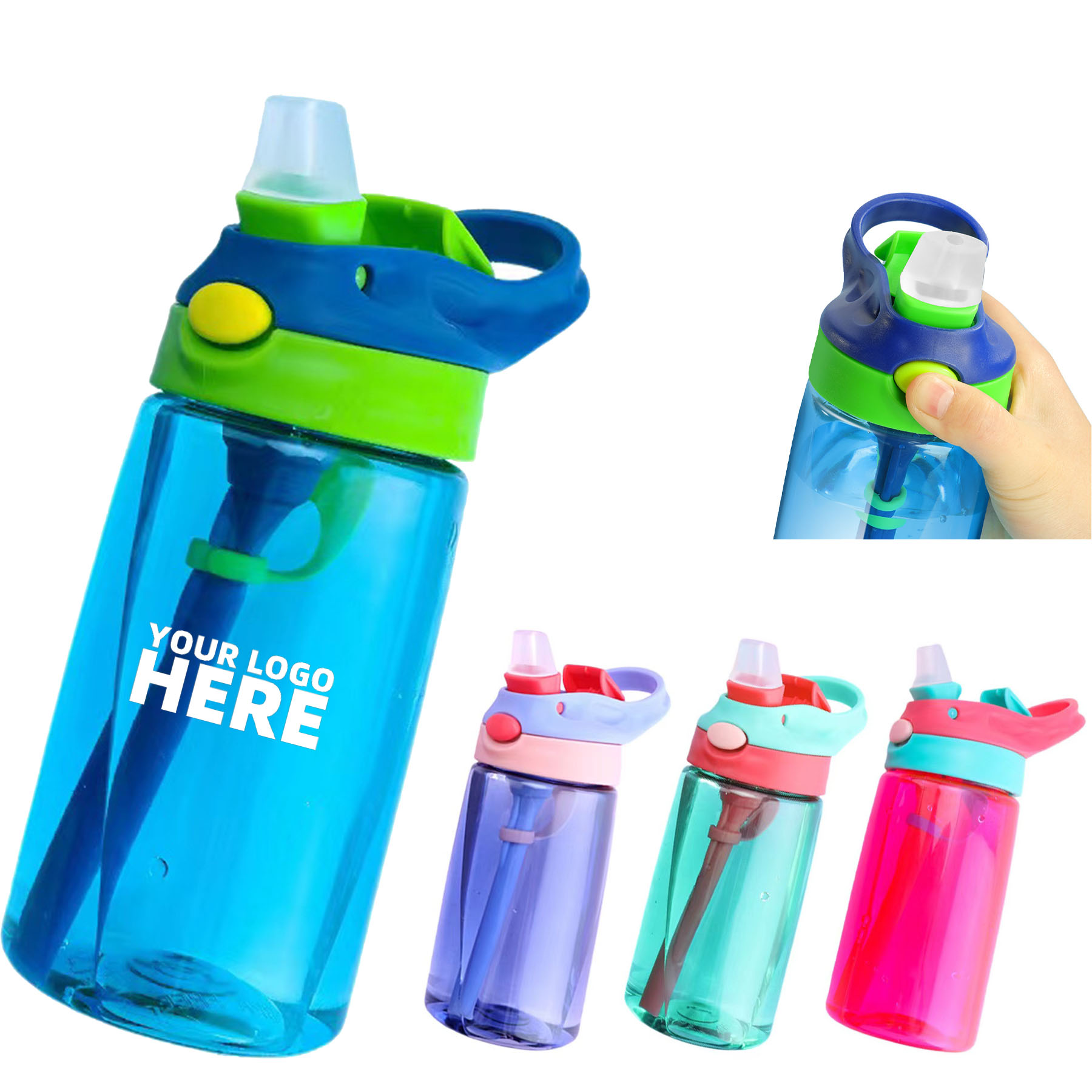 16 OZ Kids Water Bottle With Straw  2