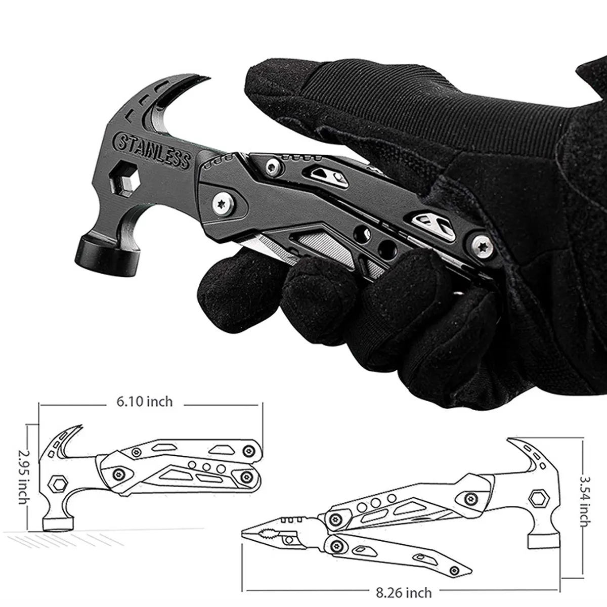 14 in 1 All One Multitool Hammer Folding Survival Tool 2