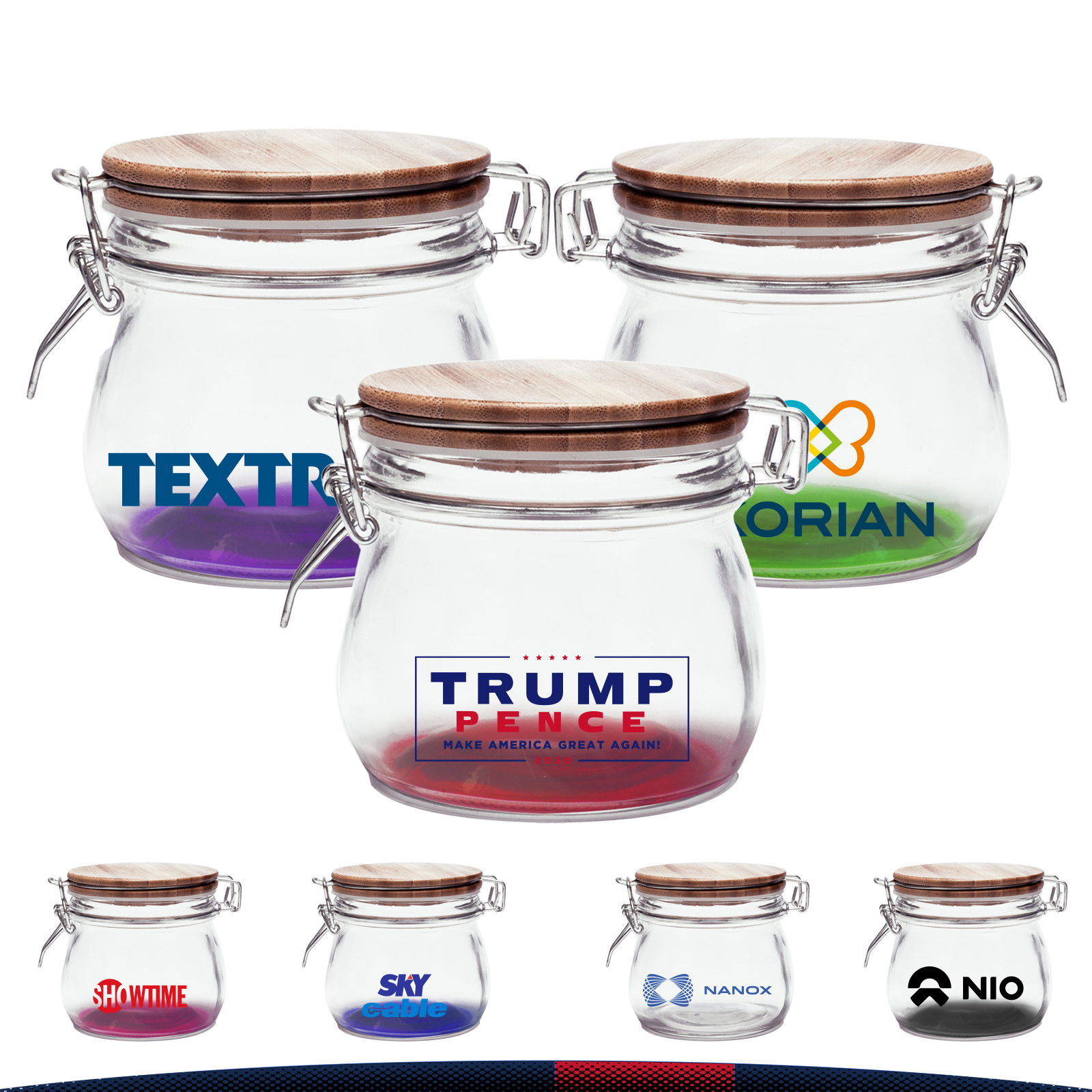 16 oz Glass Candy Jars with Wire Wooden Lids 7