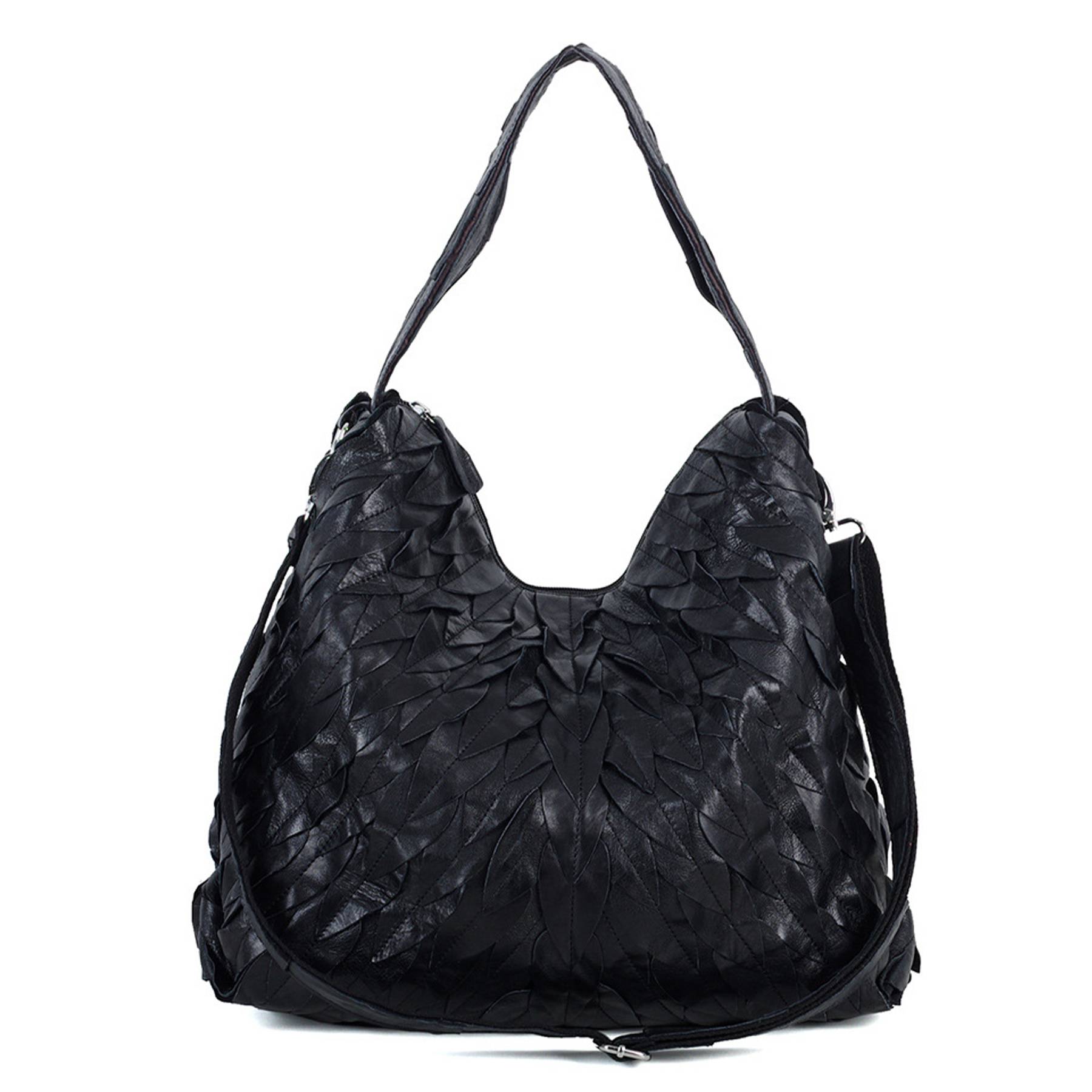 Genuine Leather Soft sheepskin panels handmade tote bag 2