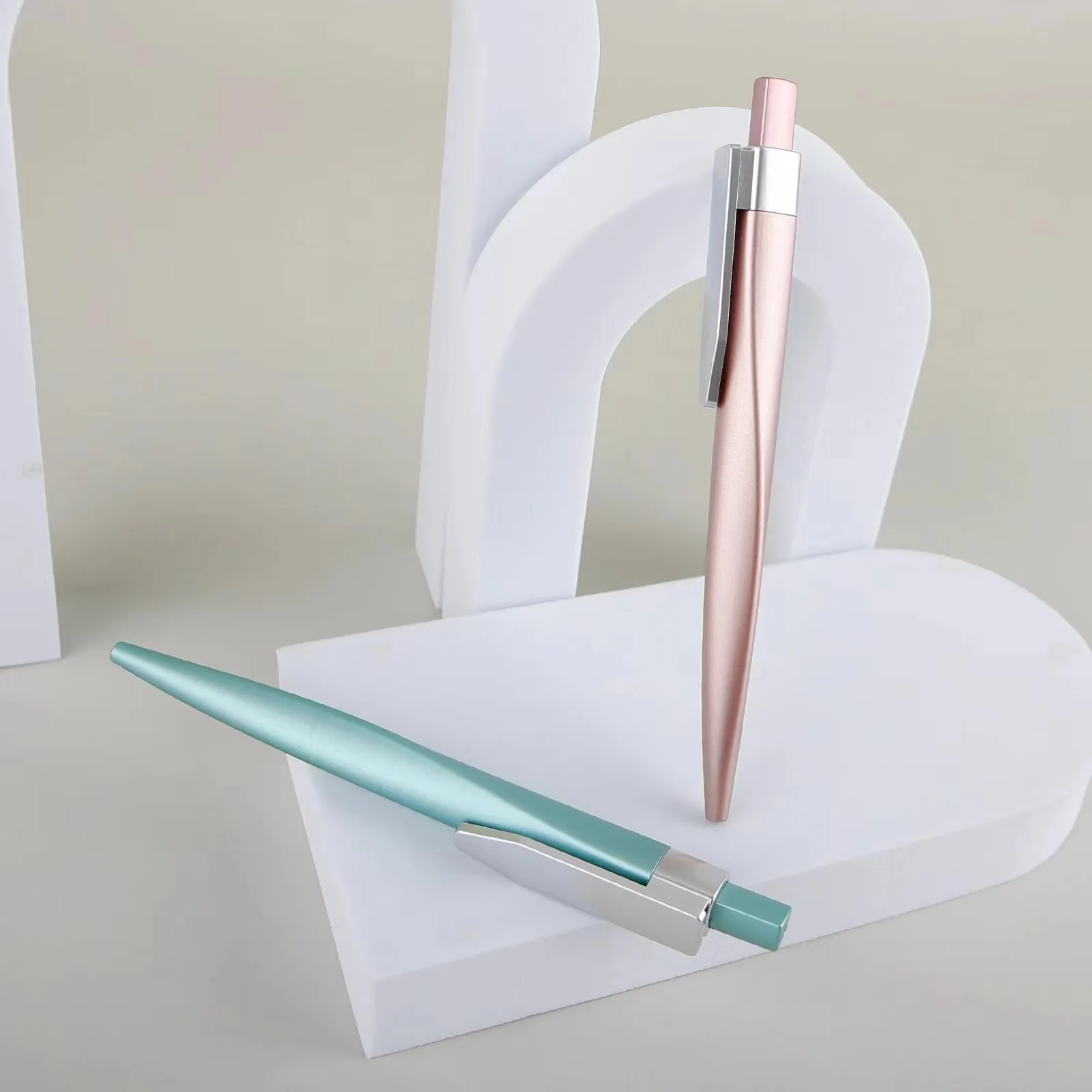 Custom Metallic Paint Triangle Press-type Ballpoint Pen 3