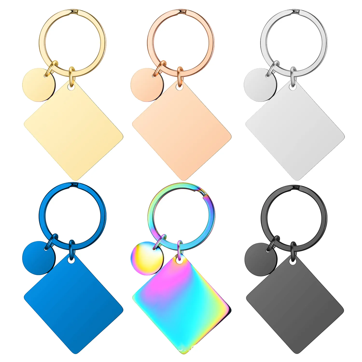 Square Stainless Steel Tag Key Chain 1