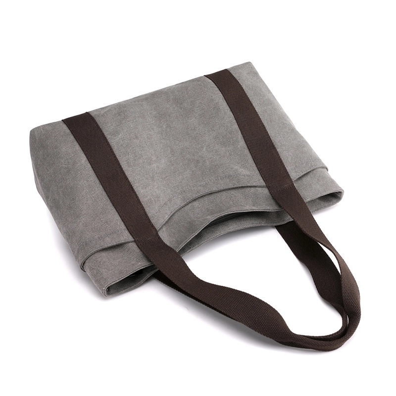 Custom Women's Canvas Multi-pocket Tote Handbag, custom tote bag with logo imprint 3