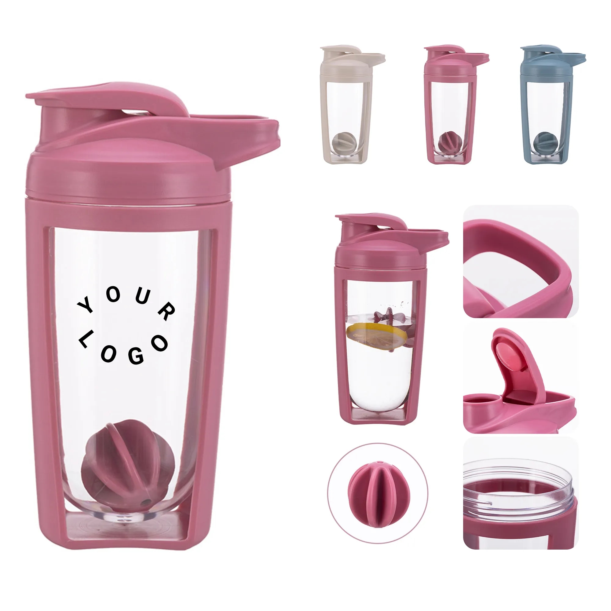Streamlined Shaker Bottle with Wide Mouth and Mixing Ball 4