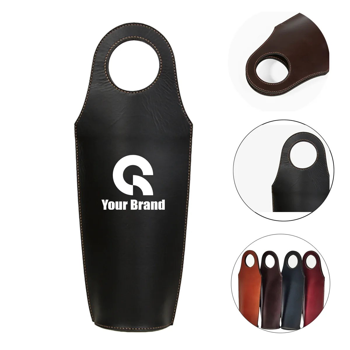 Reusable Leather Wine Tote Carrier Bag All-Over Printing 2