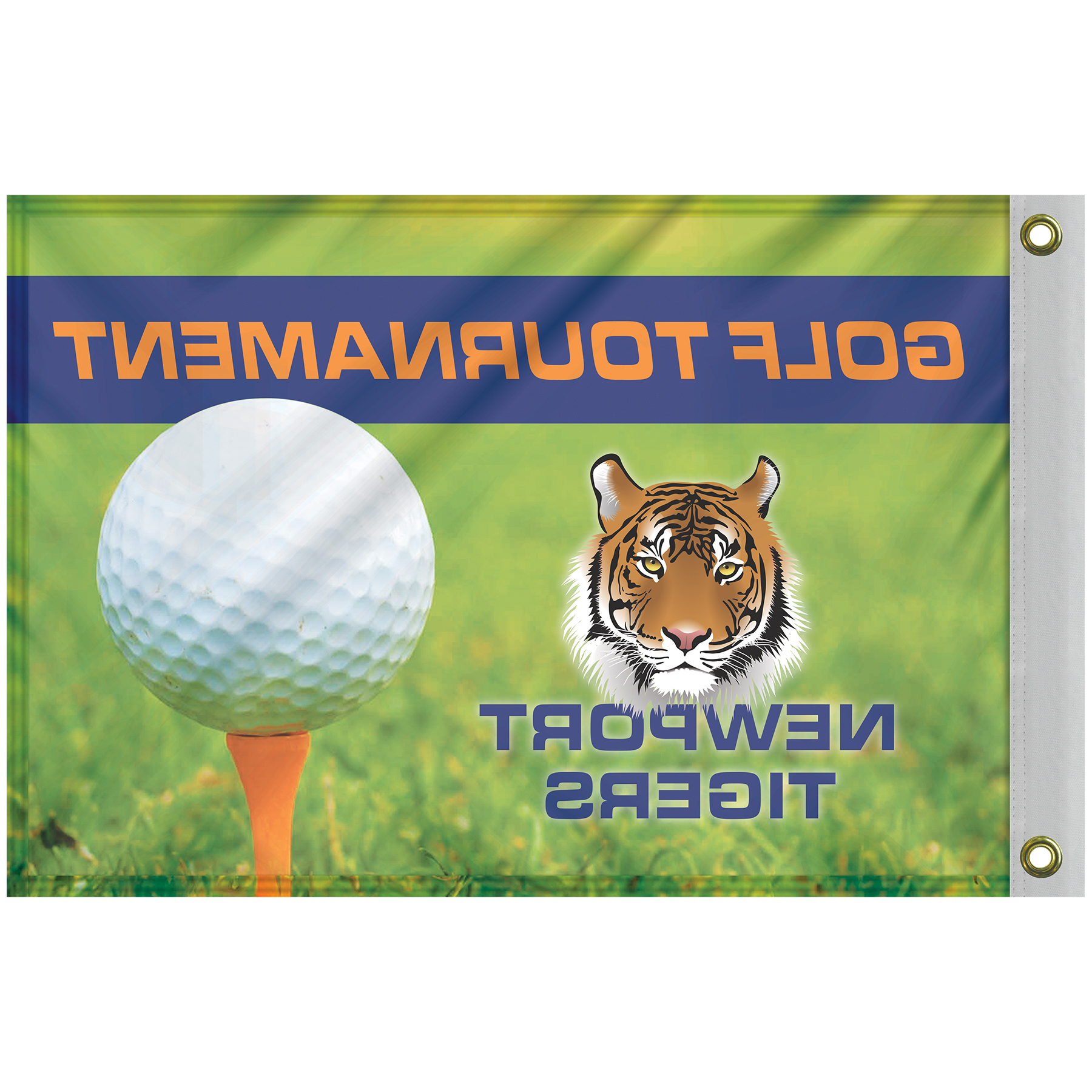 24 - Hour 14" x 20" Custom Single Reverse Knitted Polyester Golf Flag with Heading & Grommets 7