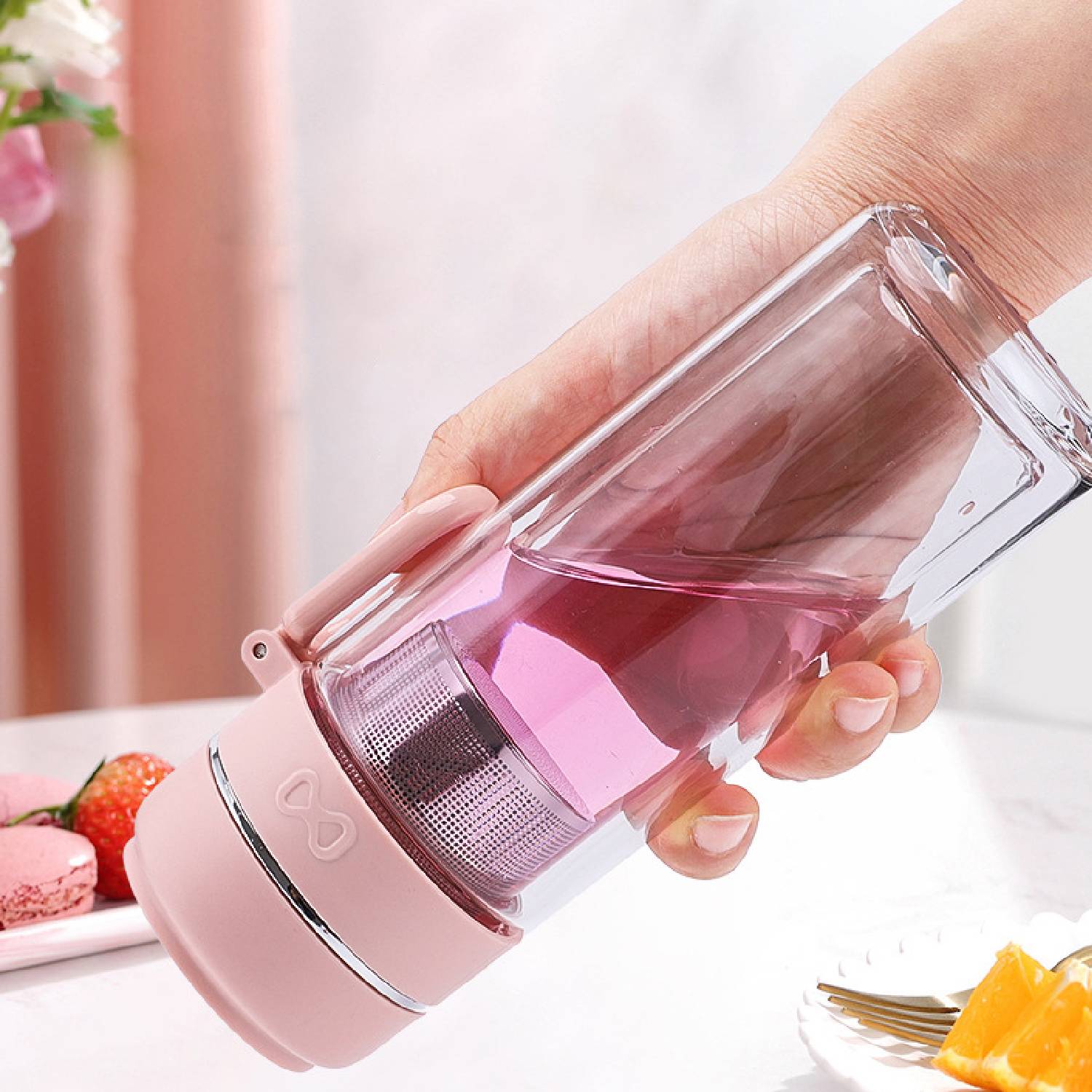 Double-layer insulated tea separator glass cup 4