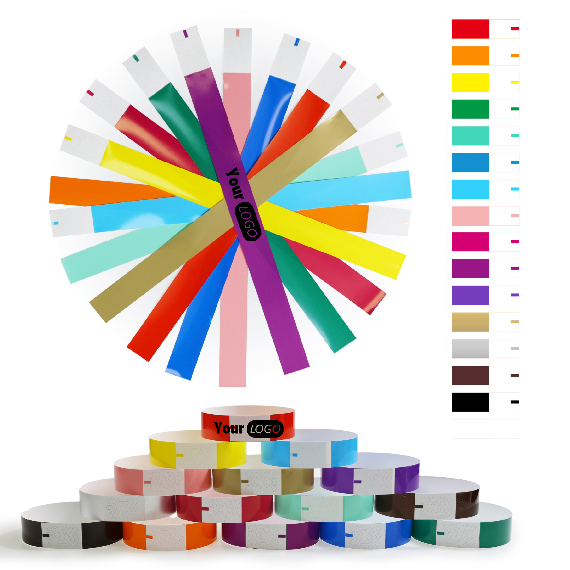 Waterproof Adhesive Neon Paper Wristbands 3