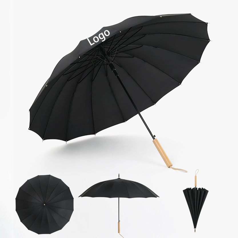 16 Ribs Umbrella with Wooden Handle 2