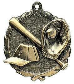 Baseball Wreath Medal, 2 1/2" 2