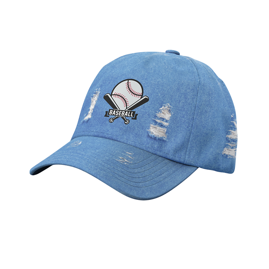 Premium Stock Ripped Cotton 6-Panel Unstructured Cap w/ 3