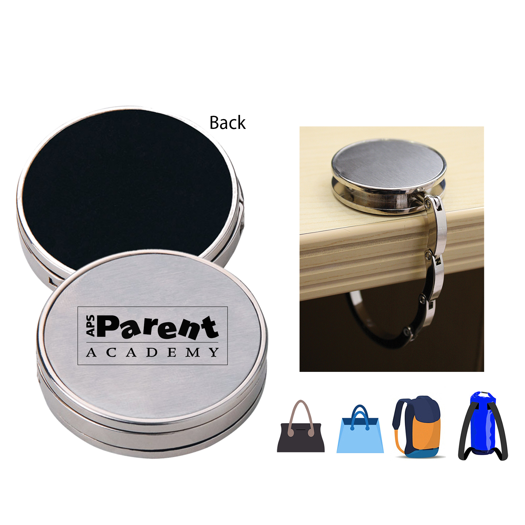 Round Folding Purse Hanger w/ Magnet 3