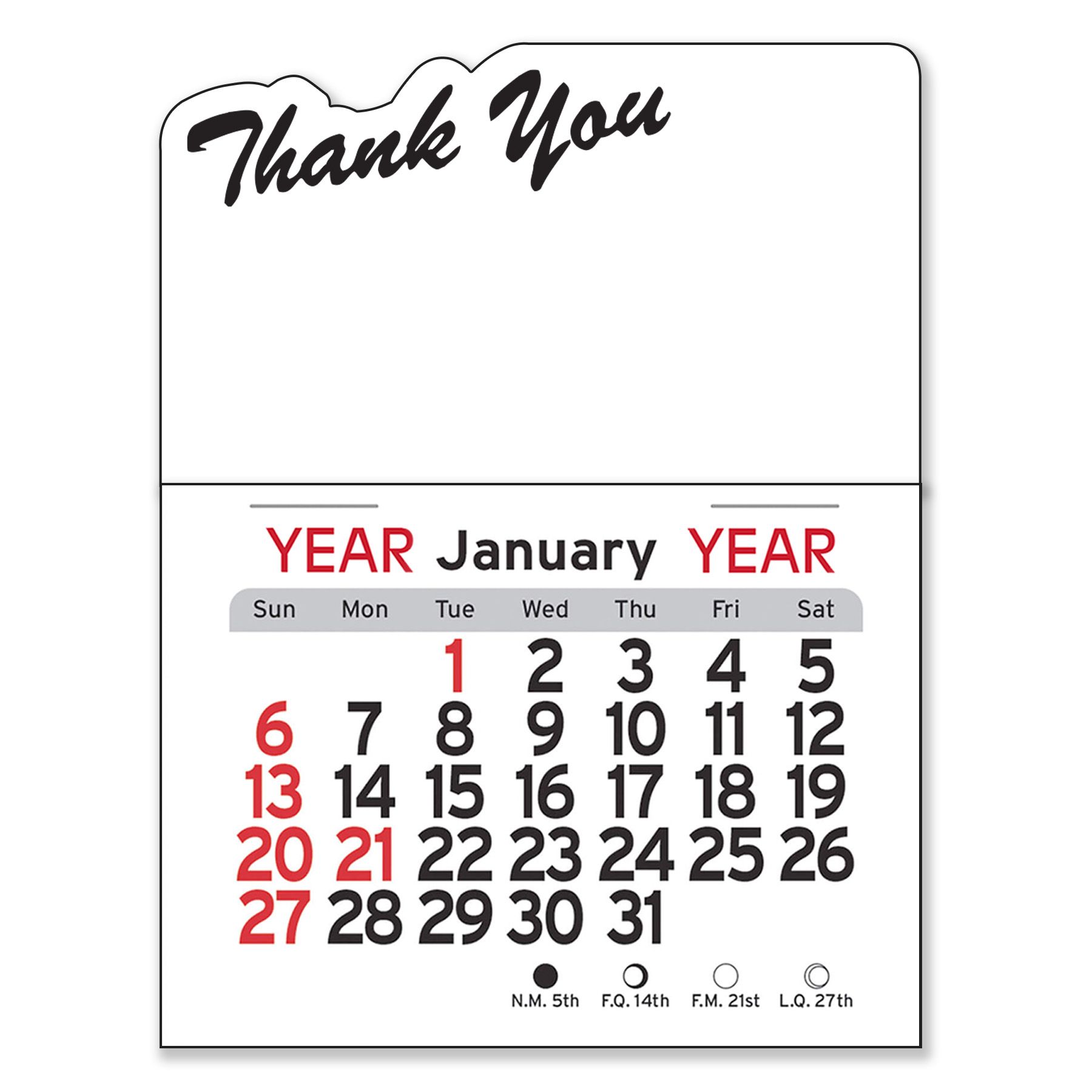 Adhesive Peel-N-Stick® Calendar - Thank You 3
