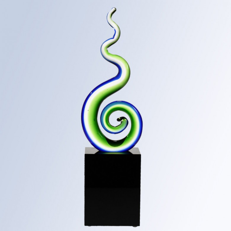 Green Spiral Art Glass 12" 2
