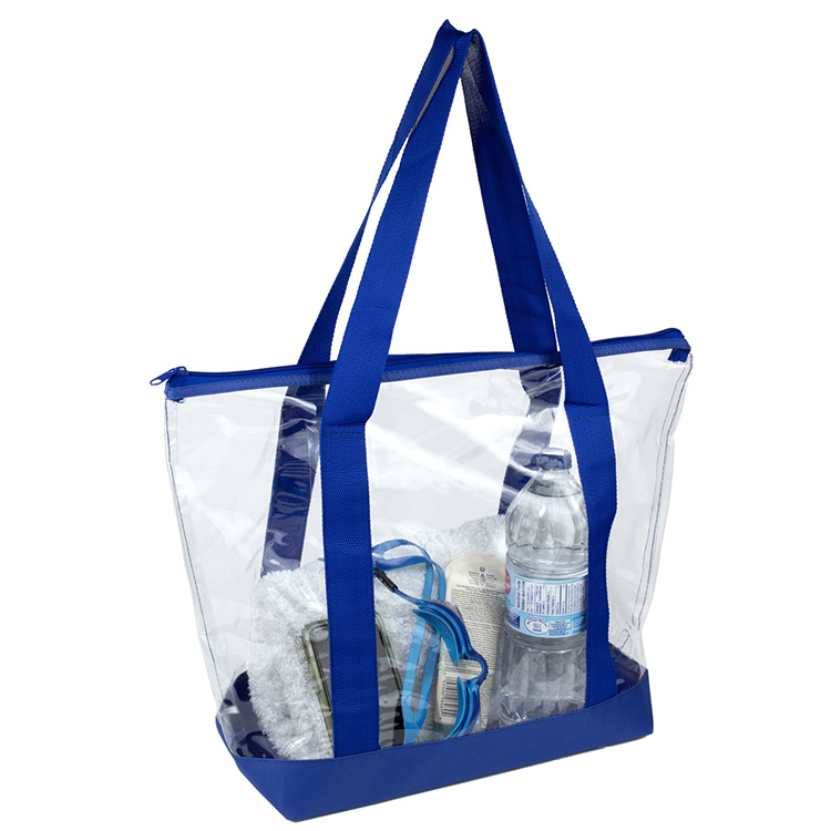 19"W x 13 ½"H x 6"Gusset - "BONDI" Jumbo Clear Zippered Tote Bag 1