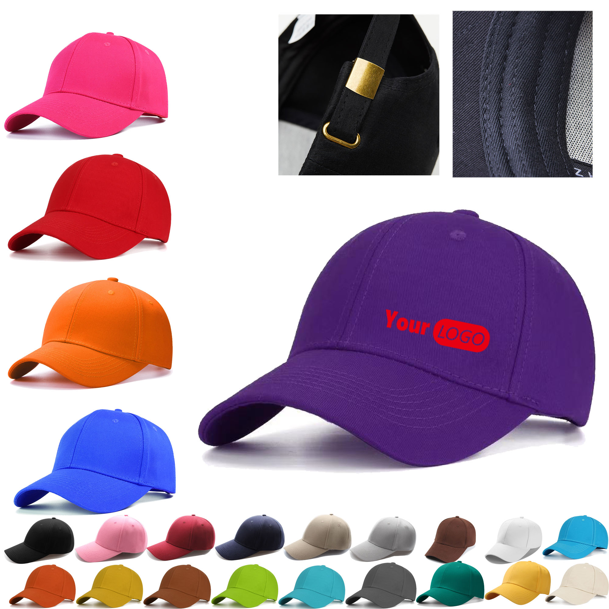 MOQ100 Classic American Style Baseball Cap Customizable Logo 1