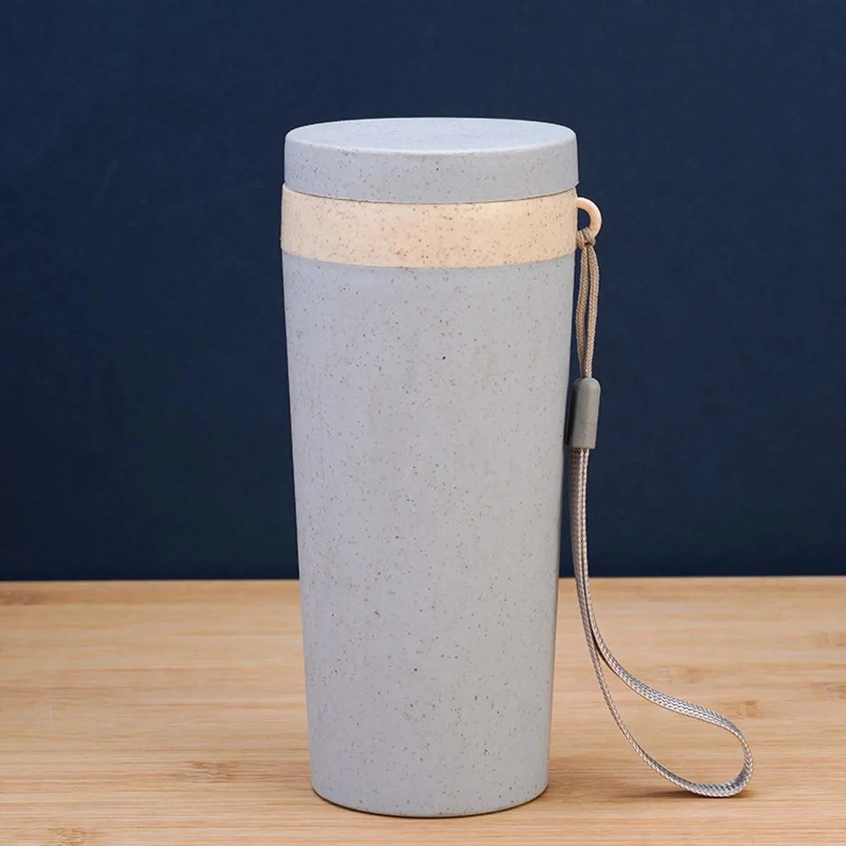 10oz. Wheat straw thermos Water Bottle with lanyard 6