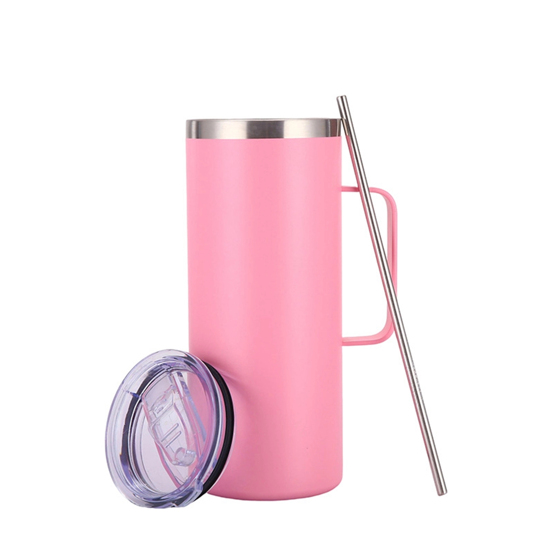20 Oz. Double Wall Vacuum Mug with Handle & Straw 3