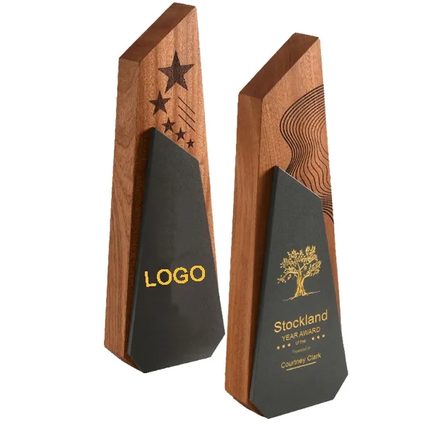 Solid Wood Crystal Trophy 2