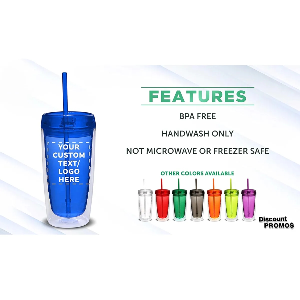 16 Oz Double Wall Reusable Acrylic Tumblers With Straw Lid 3