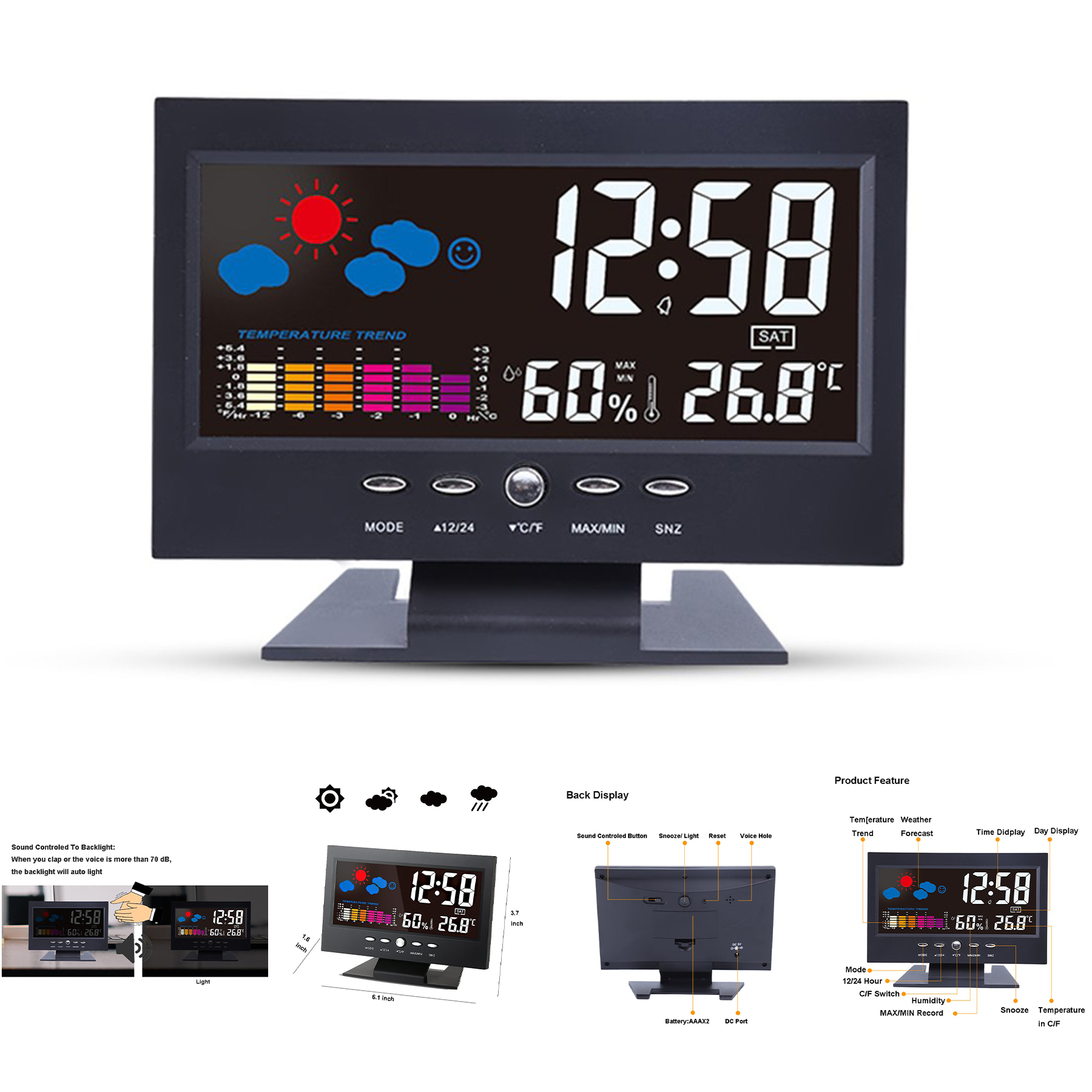Desktop LED Weather Forecast Clock 2