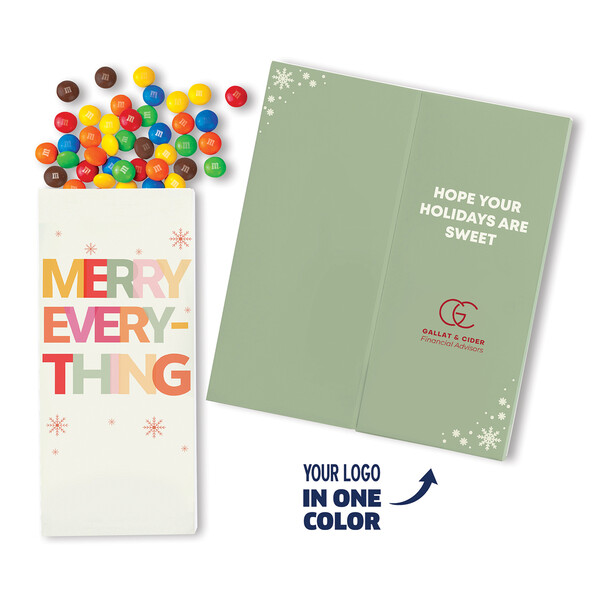 One Color Foil-Stamped Stock Holiday Sentiment Sweeter Cards with Candy Coated Chocolate Bitz