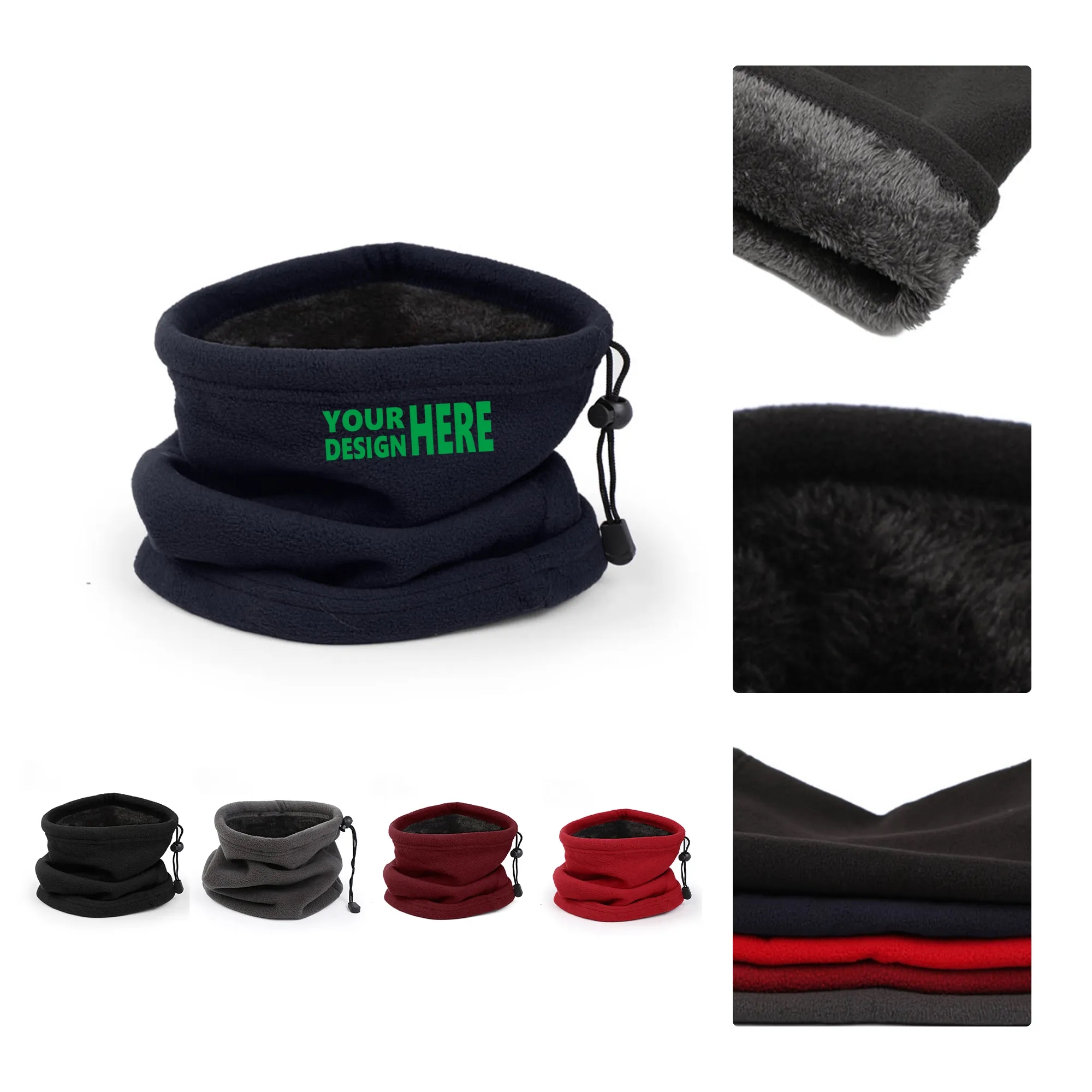 Winter Fleece Neck Warmer Drawstring Design 2