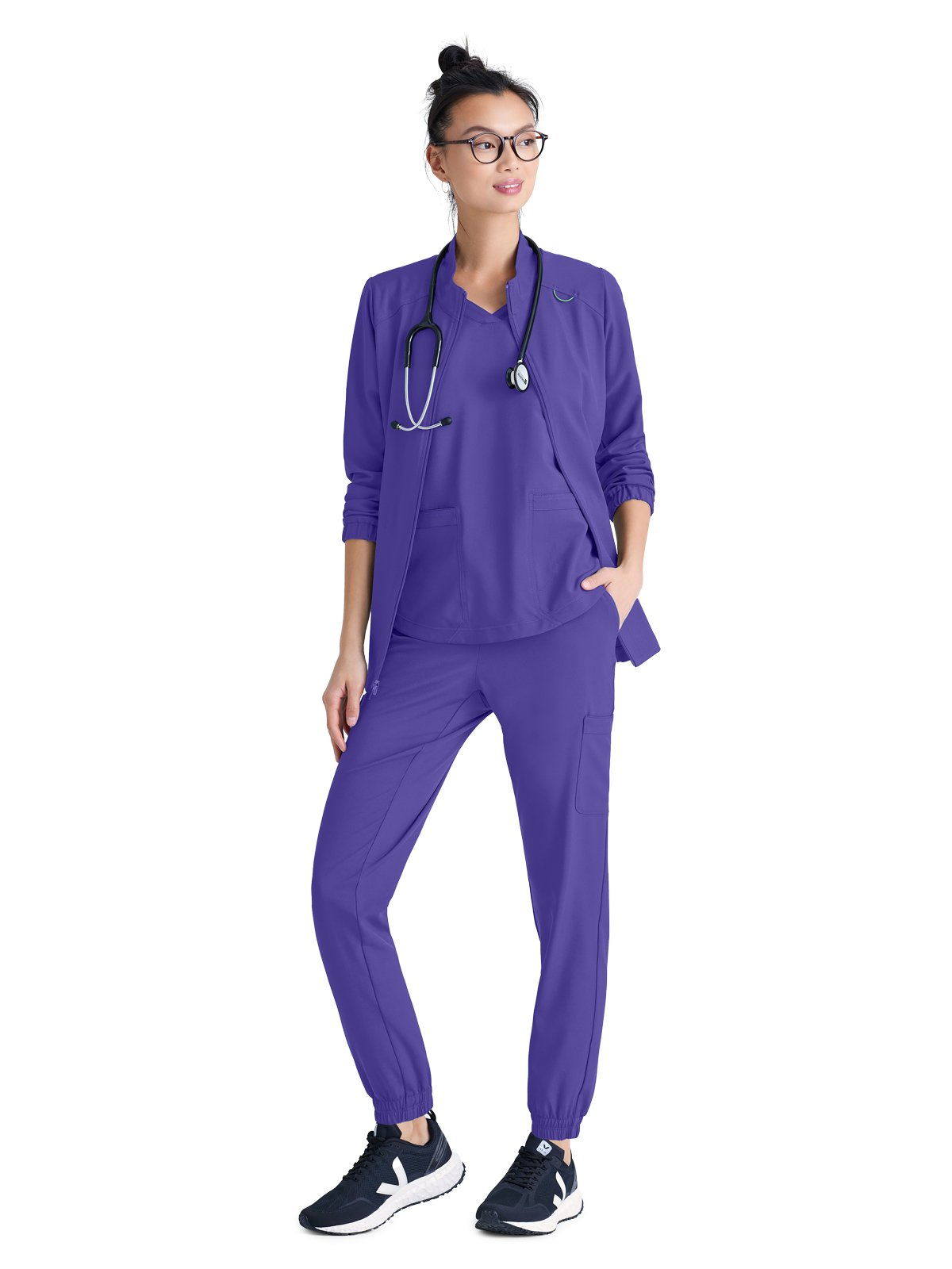 Grey's Anatomy Evolve Stretch - Women's Three-Pocket Virtue Warm-Up Scrub Jacket 25