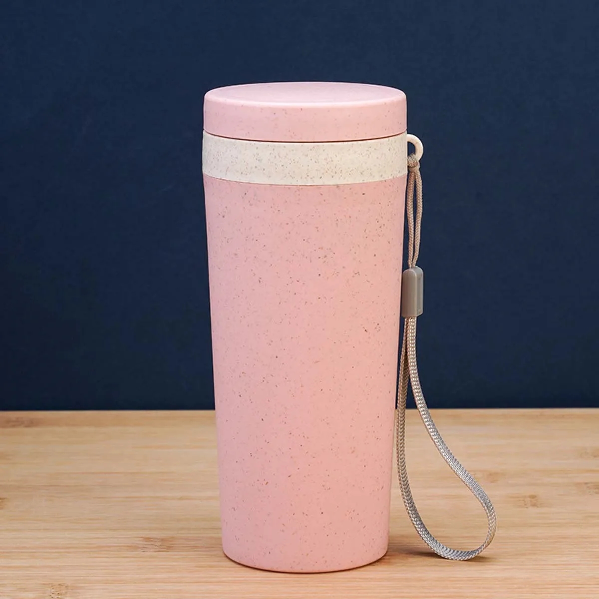 10oz. Wheat straw thermos Water Bottle with lanyard 9