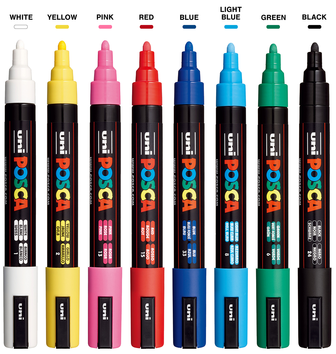 POSCA 8 Piece Basic Marker Set with Bag - Medium 62