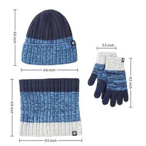 Winter Knit Hat Warmer Scarf Touchscreen Gloves Set 6