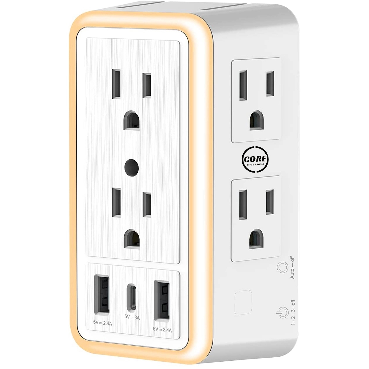 Multi Plug Outlet with 6-Outlet 2 USB Port And Night Light 1