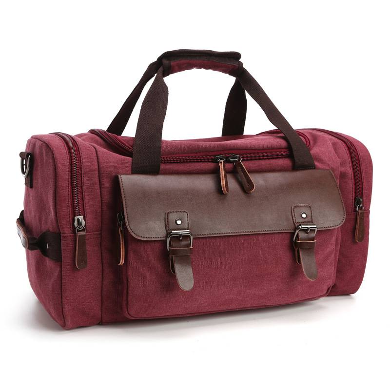 Expandable Canvas Genuine Leather Duffle Bag 6