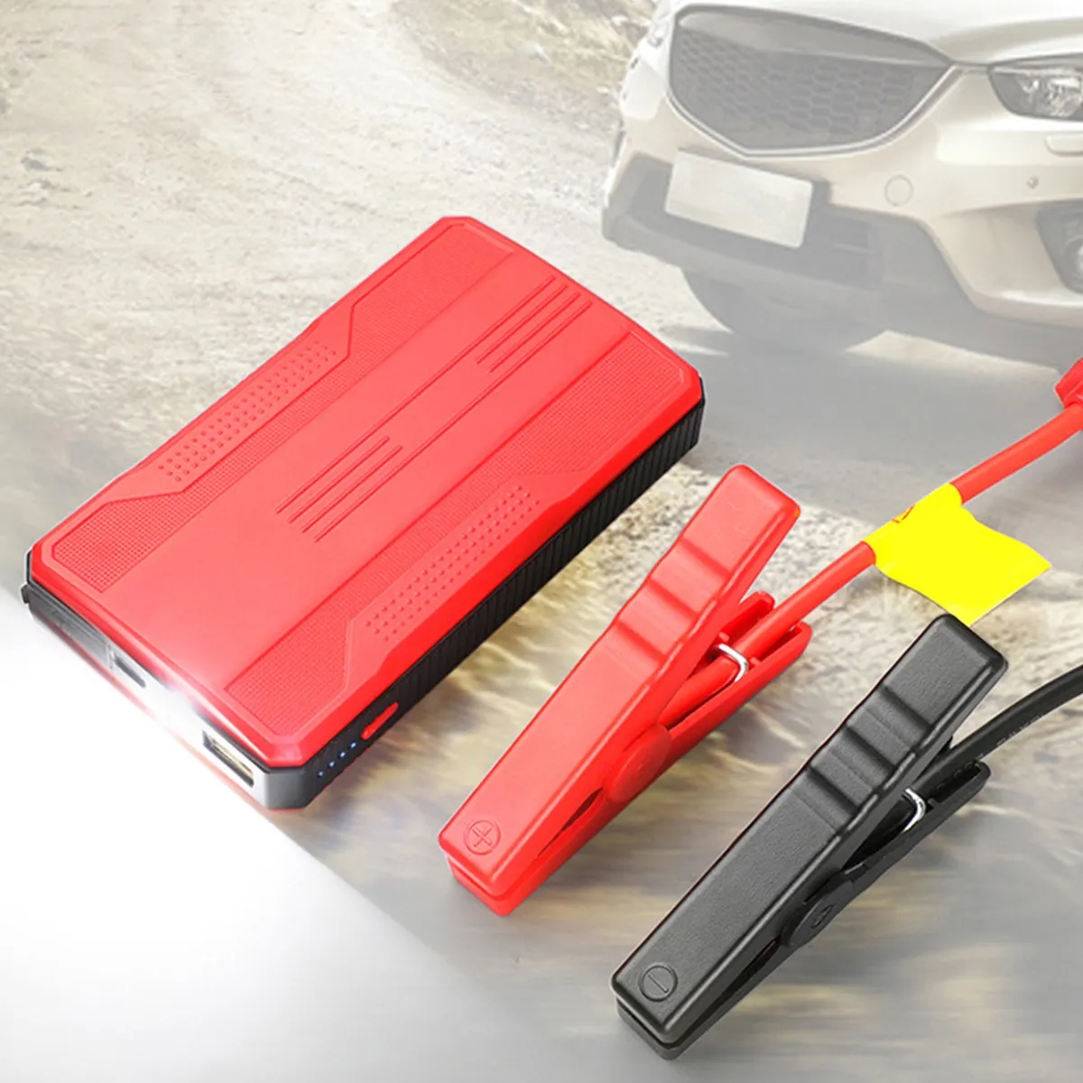 Car Jump Starter Jumper Cables Auto Battery Pack Box W/ Led 4
