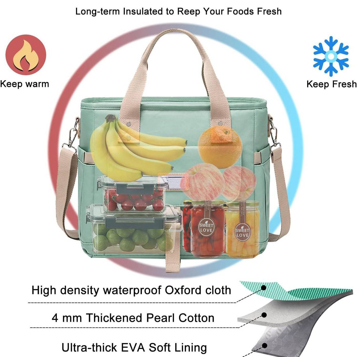 18 Can Oxford Insulated Cooler Lunch Bag w/ Pockets 7