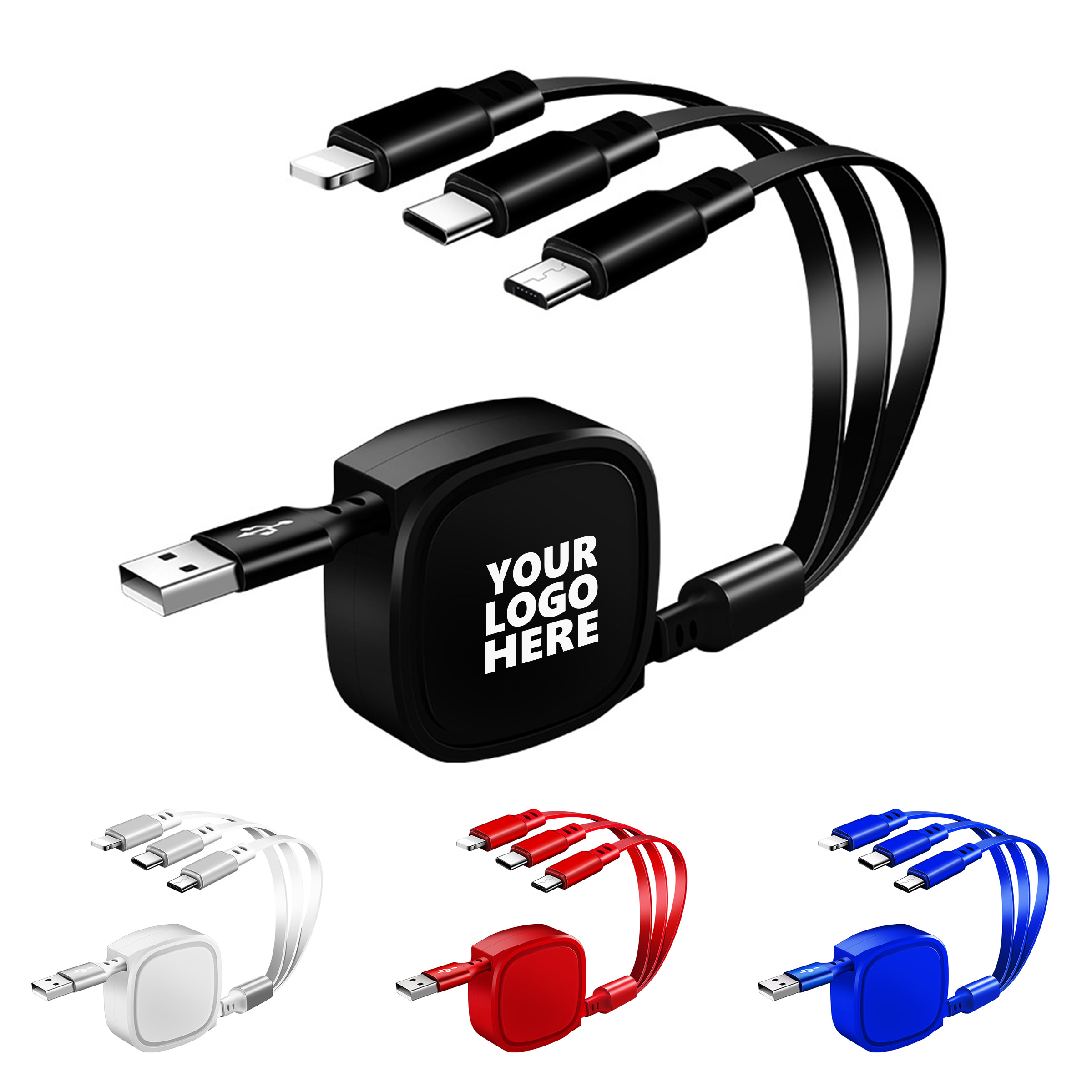 Retractable 3-in-1 Charging Cable - Compact & Versatile 1