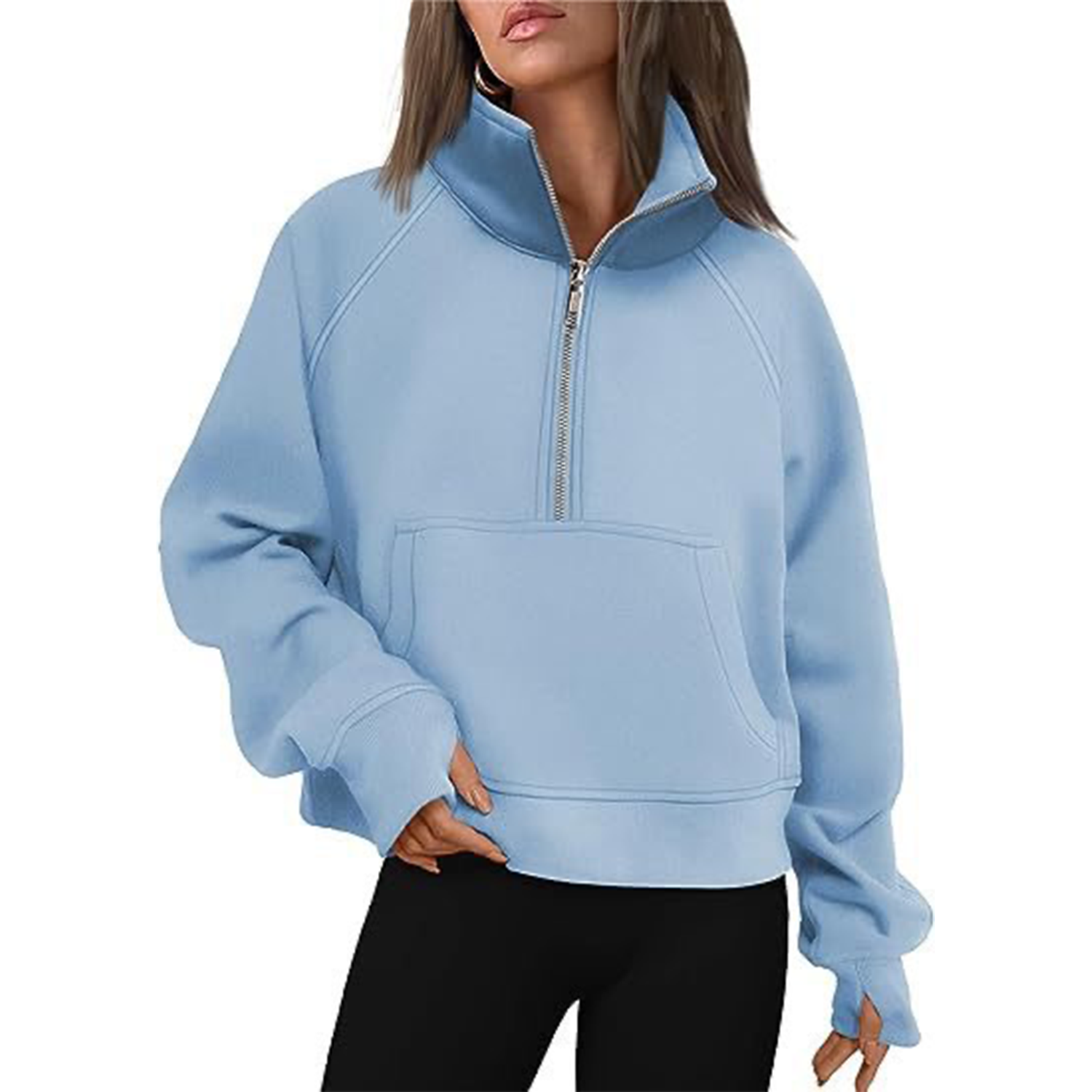 Sweatshirts Half Zip Cropped Pullover Fleece Quarter Zipper, custom hoodie or sweatshirt with logo imprint 5
