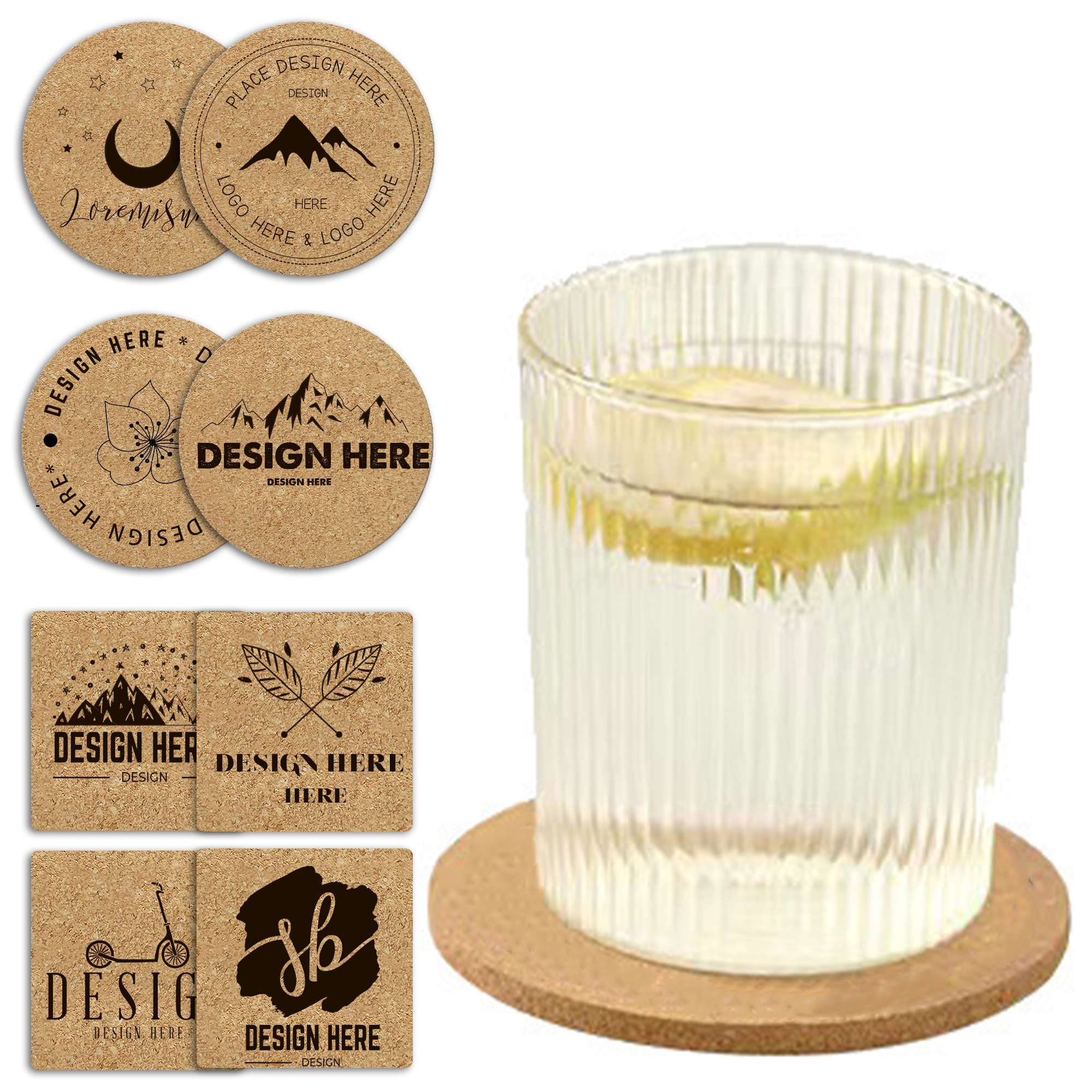 Custom Design Cork Coasters in Square and Round Shapes 4