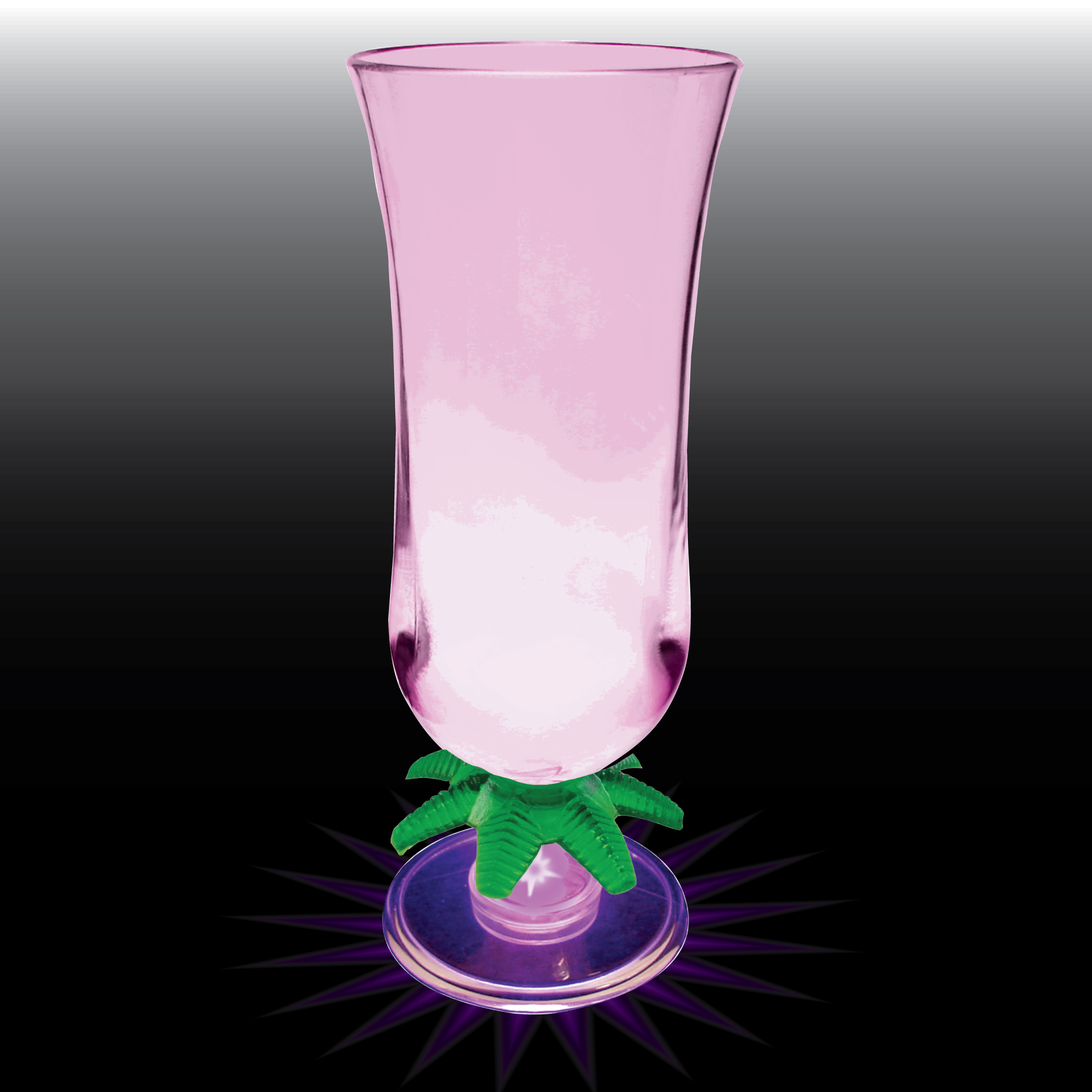 15oz Light Up Plastic Palm Tree Stem Hurricane Glass