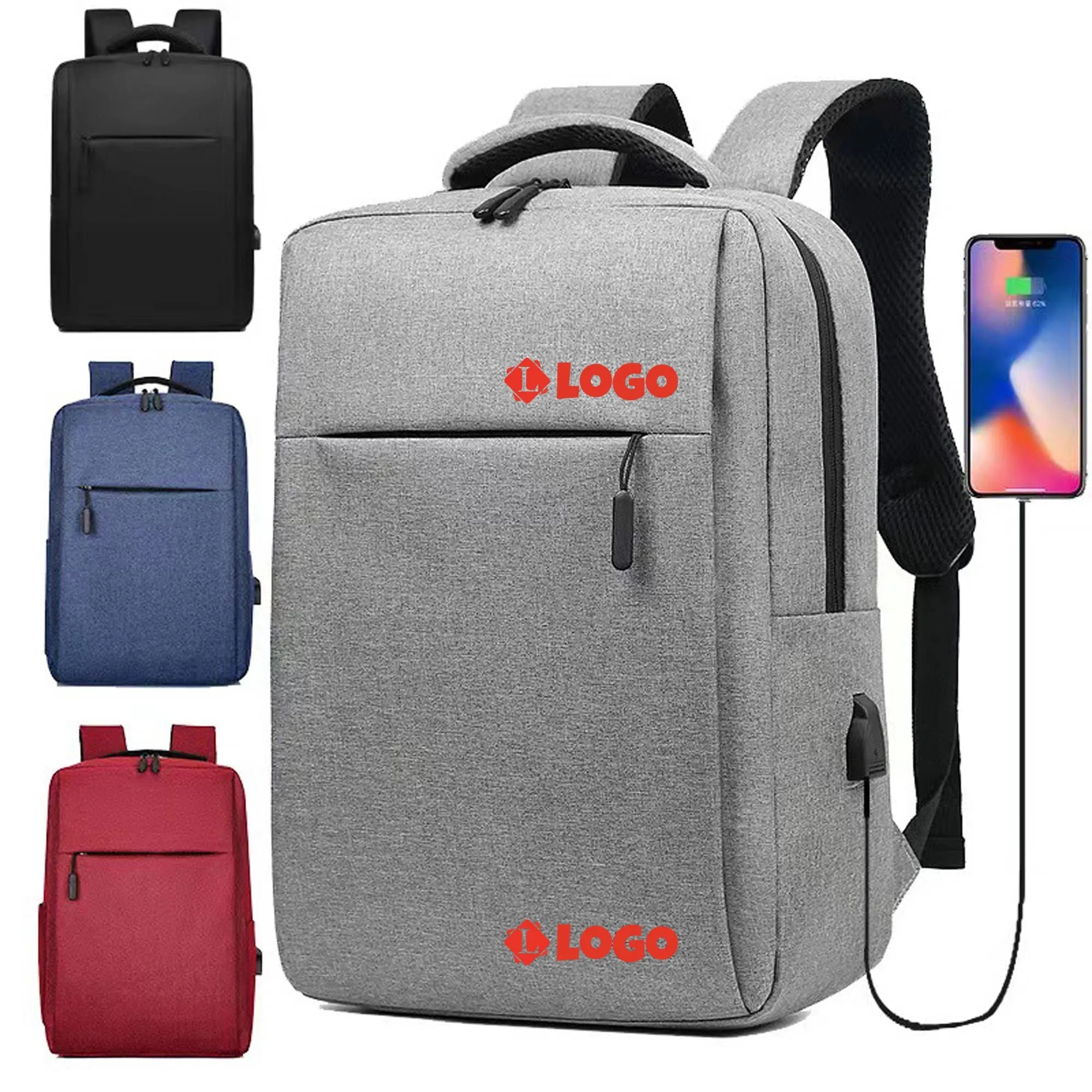 MOQ 50pcs Custom Stylish Polyester Business Travel Backpack 6
