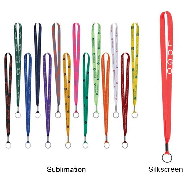 3/4" Polyester Lanyard W/ Metal Key Ring and Crimp (Sublimation) 1