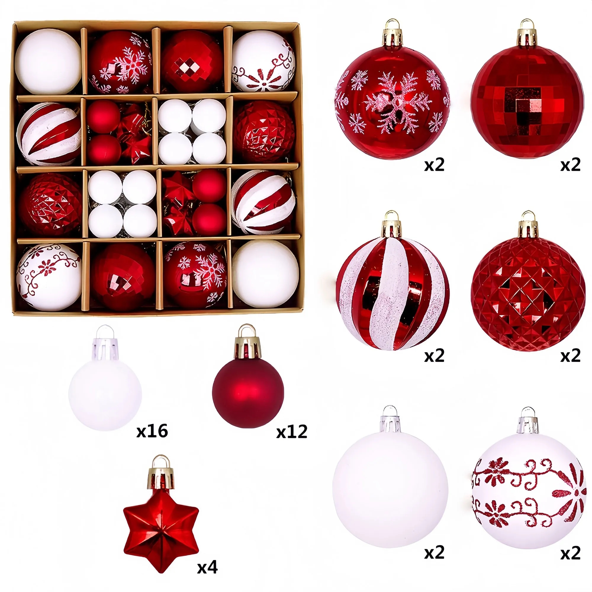 Premium Christmas Bauble Set With Unique Designs 7