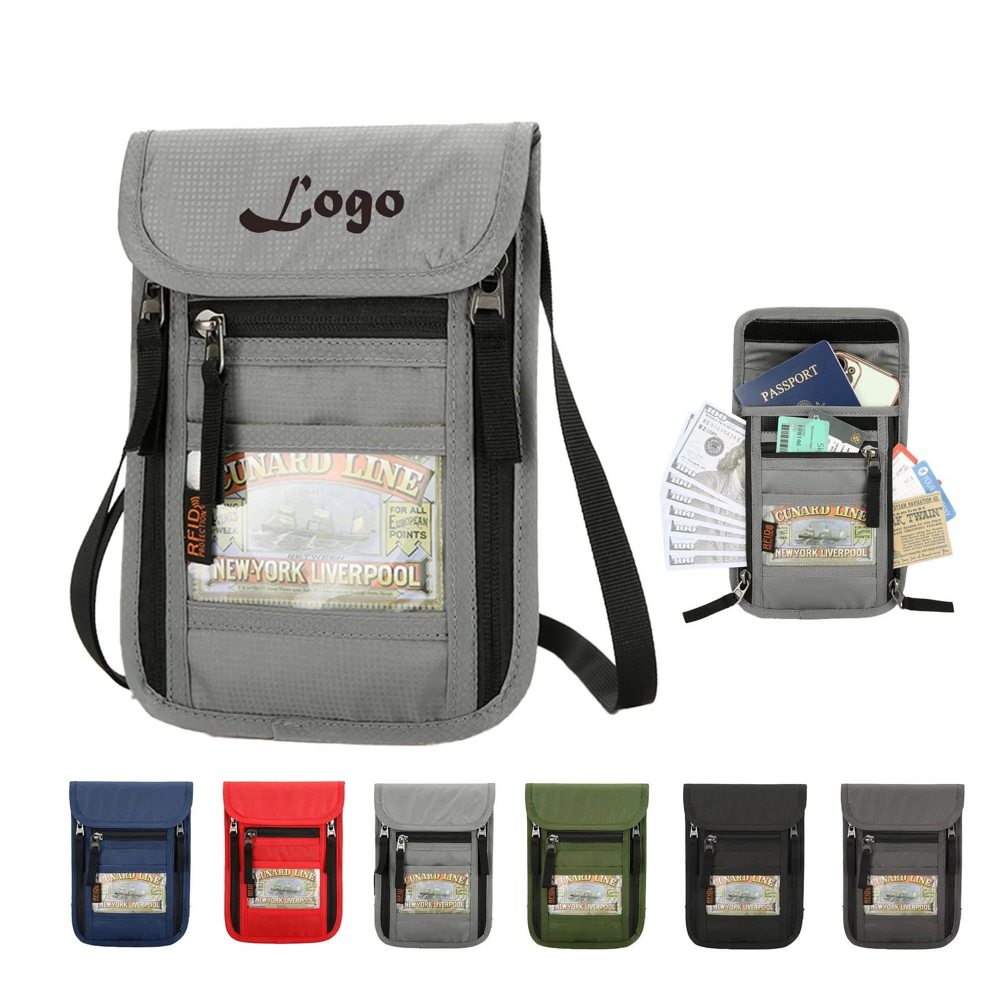 RFID Blocking Passport Holder Neck Pouch