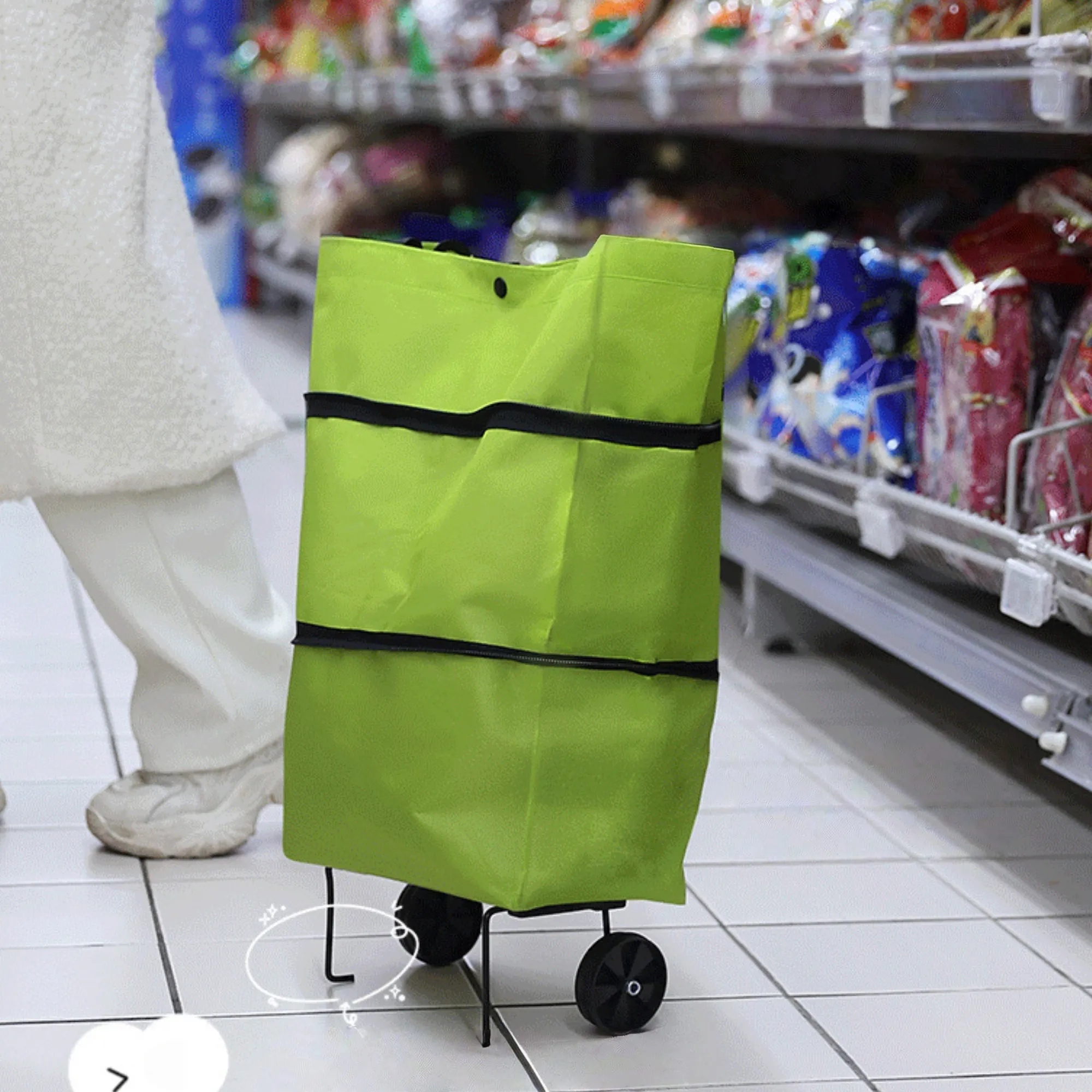Folding Shopping Cart Trolley Grocery Bags With Wheel 4