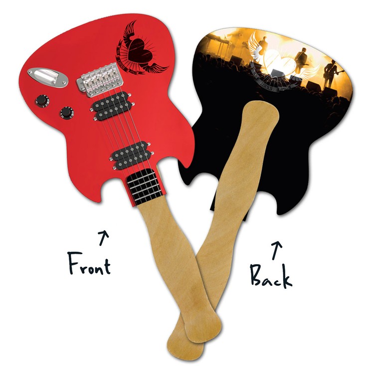 Mini Hand Fan - 5.25x5.5 Guitar Shaped Laminated - 14 pt. 2