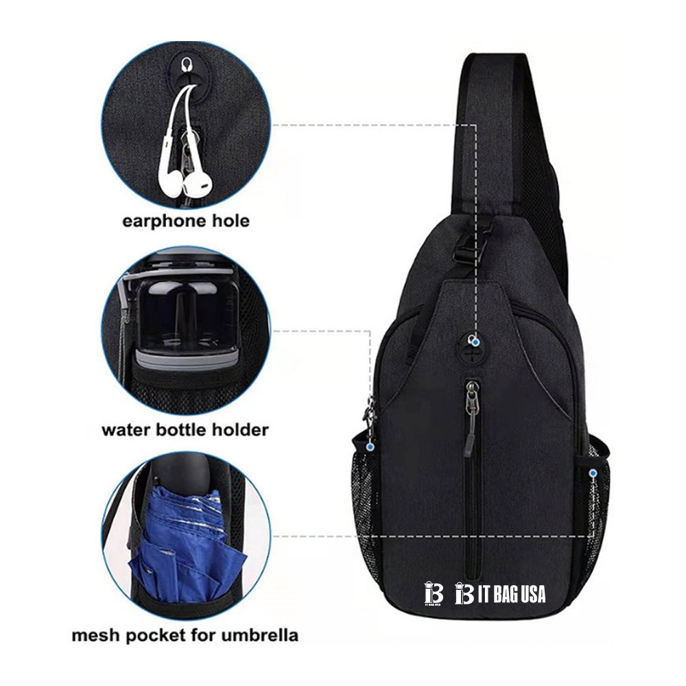 Sport Waterproof Nylon Sling Bag w/ Earphone Hole 3